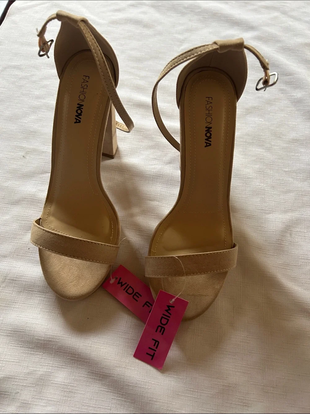 Fashion Nova Nude Ankle-Strap Block Heels